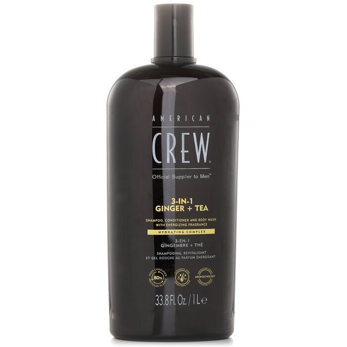 American Crew 3-in-1 Ginger + Tea Shampoo, Conditoner And Body Wash 1000ml