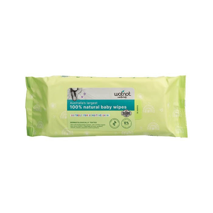 Wotnot Naturals 100% Natural Baby Wipes X 70 Pack