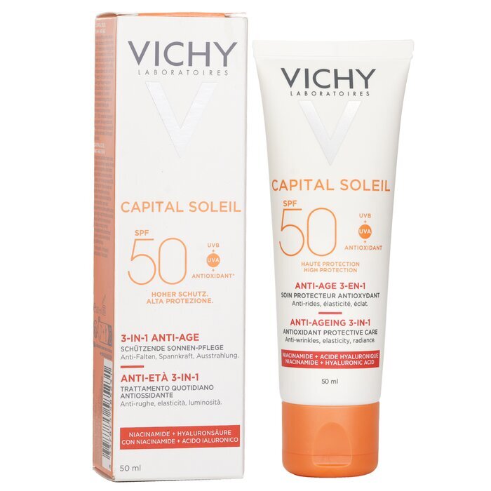 Vichy Capital Soleil Anti-Ageing 3-In-1 Daily Antioxidant Sun Care SPF 50 - Anti-Wrinkles, Elasticity, Radiance 50ml