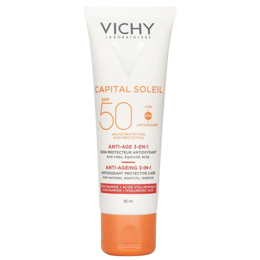 Vichy Capital Soleil Anti-Ageing 3-In-1 Daily Antioxidant Sun Care SPF 50 - Anti-Wrinkles, Elasticity, Radiance 50ml