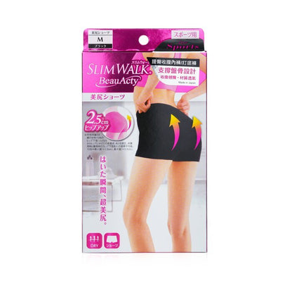 SlimWalk Buttocks Shorts for Sports, Black (Size: M) 1pair