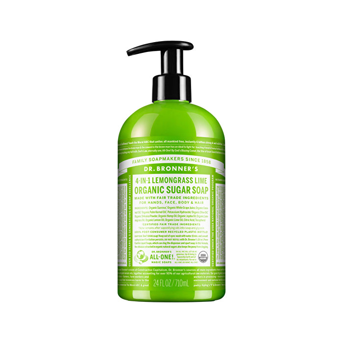 Dr. Bronners Organic Sugar Soap 4-in-1 Lemongrass Lime (pump) 710ml